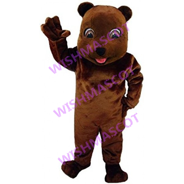 Exuberant Little Brown Bear Mascot Costume