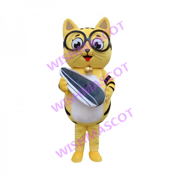 Yellow Cat Holding Sunflower Seed Mascot Costume