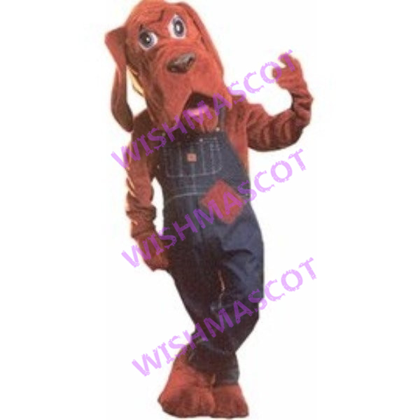 Brown Dog Wearing Jeans Mascot Costume