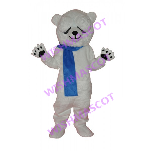 Polar Bear With Closed Eyes Mascot Costume