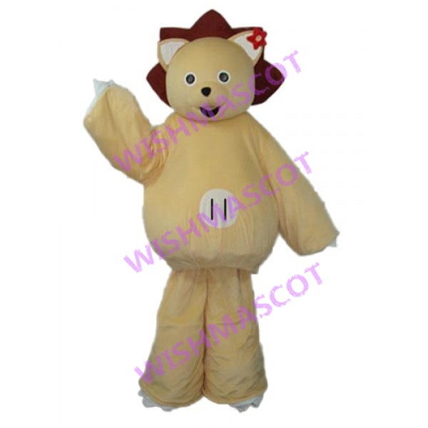 Little Khaki Lion With Long Legs Mascot Costume