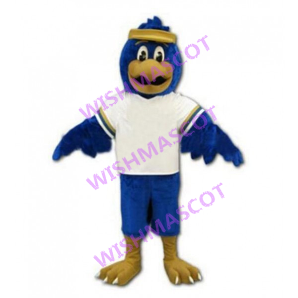 Sports Blue Bird With Headband Mascot Costume