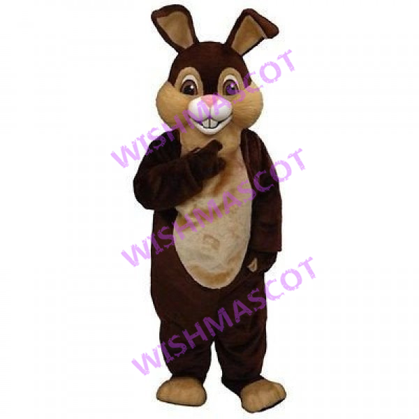 Smiling Brown Bunny Mascot Costume