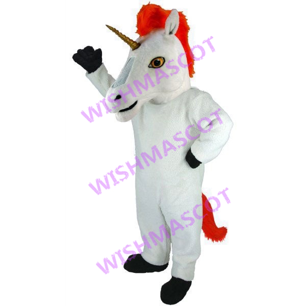White Horse With Golden Horn Mascot Costume