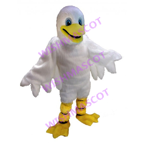 Bright Pure White Bird Mascot Costume