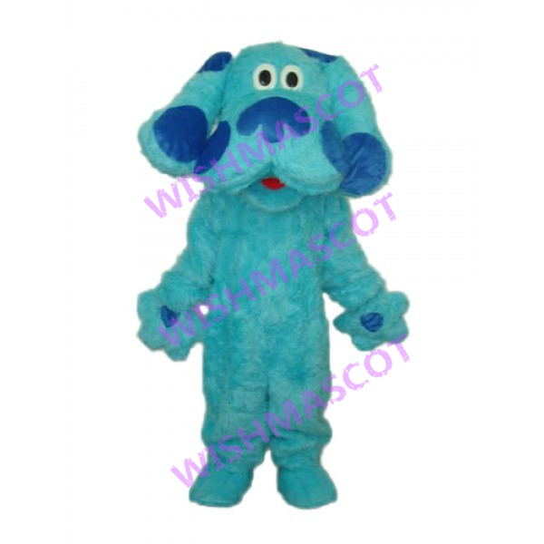Likable Blue Dog With Long Fur Mascot Costume