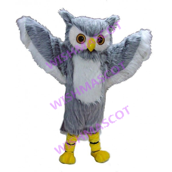 Winged Gray & White Owl Mascot Costume