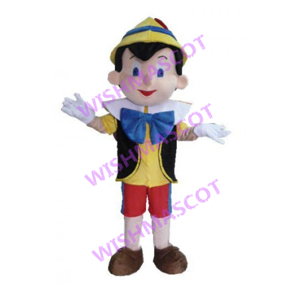 Puppet Pinocchio With Blue Eyes Mascot Costume