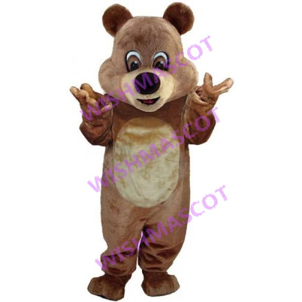 Delighted Cartoon Brown Bear Mascot Costume