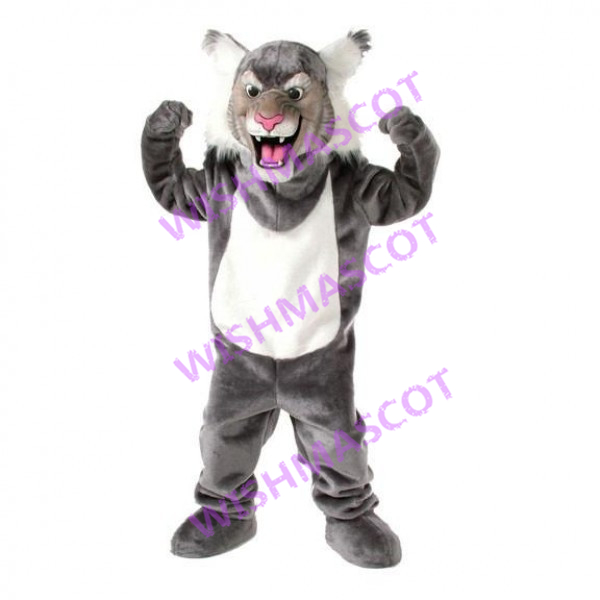 Forceful Grey Adult Tiger Mascot Costume