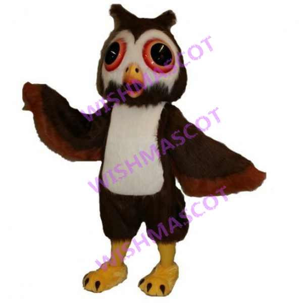 Clownish Owl With Red Eyes Mascot Costume