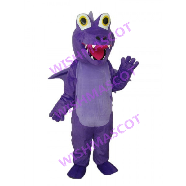 Purple Dragon With Mouth Opened Mascot Costume