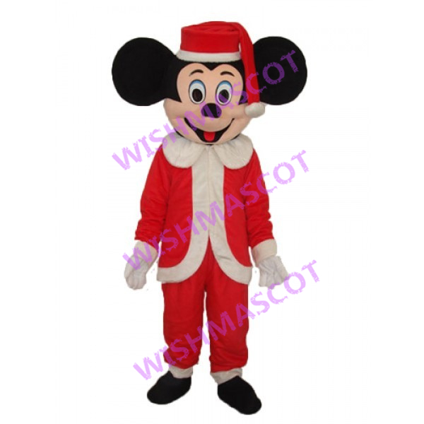 Mickey Wearing Christmas Suit Mascot Costume