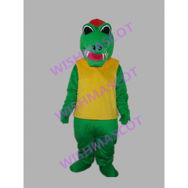 Violent Crocodile In Yellow Vest Mascot Costume