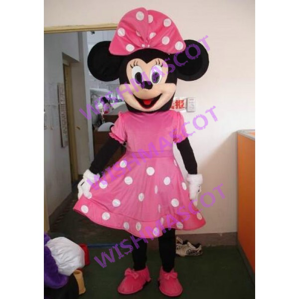 Minnie With Big Pink Bow Mascot Costume