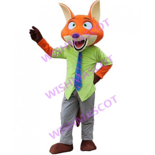 Deceived Fox With Green Top Mascot Costume