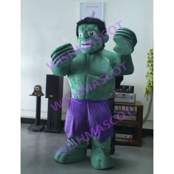Powerful Hulk Wearing Purple Shorts Mascot Costume