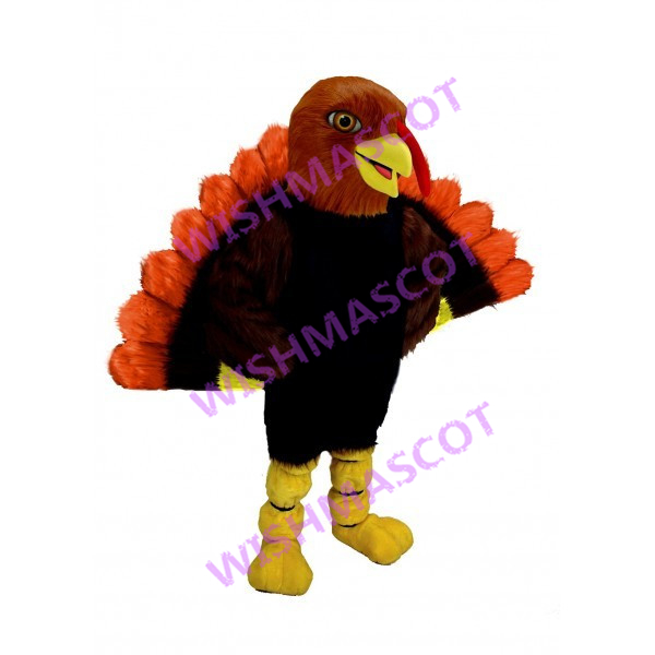 Arrogant Peacock With Orange Feather Mascot Costume