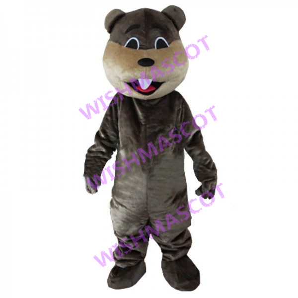 Smirking Grey Beaver Mascot Costume