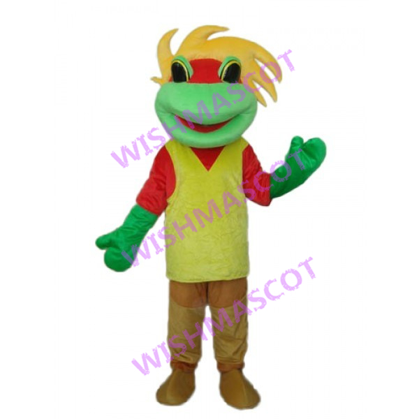 Yellow Hair Cartoon Frog Mascot Costume