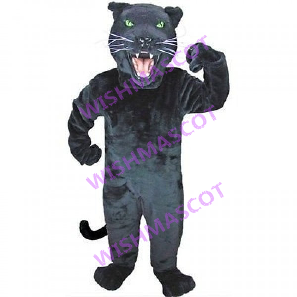 Strong Black Panther Mascot Costume With Green Eyes