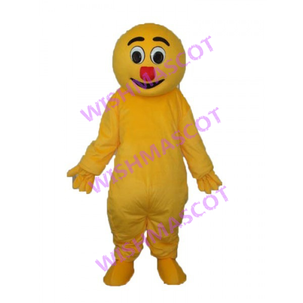 Yellow Doll Mascot Costume With Red Nose