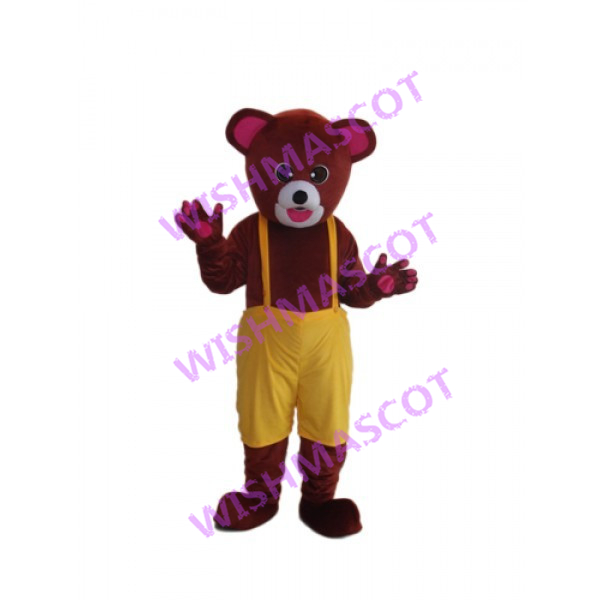 Red Brown Bear Mascot Costume Wearing Shorts