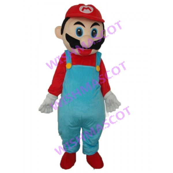 Mario Mascot Costume In Blue Overalls