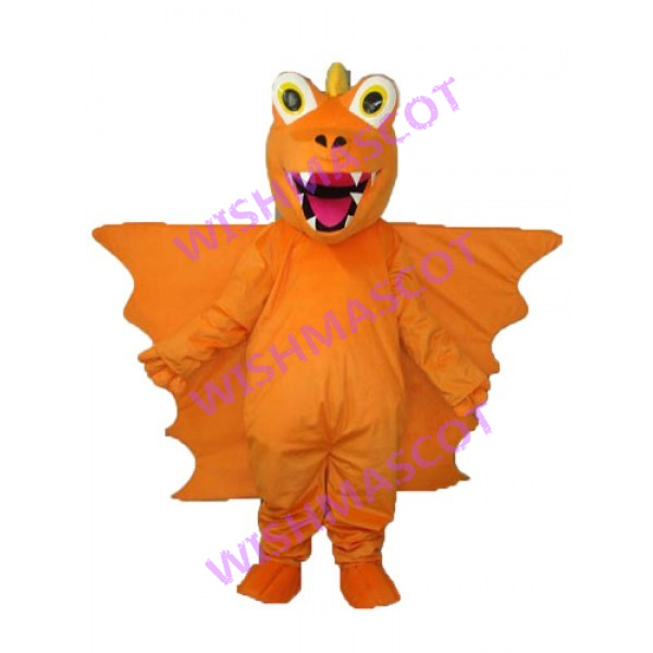 Orange Dragon With Wide Wings Mascot Costume