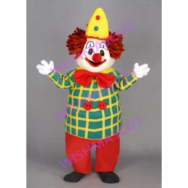 Interesting Green Grid Clown Mascot Costume