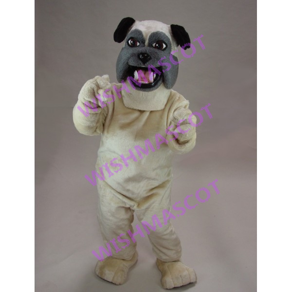 Clumsy Beige Bulldog Mascot Costume
