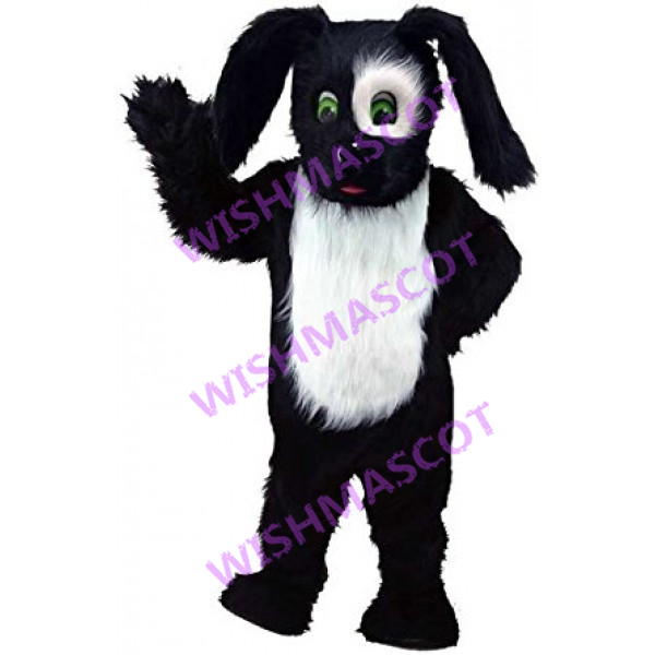 Long-haired Black Dog Mascot Costume