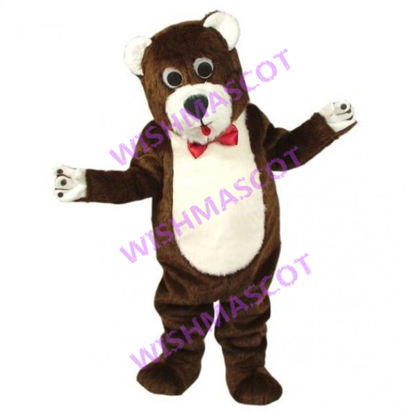 Gentleman Bear Mascot Costume With Red Tie