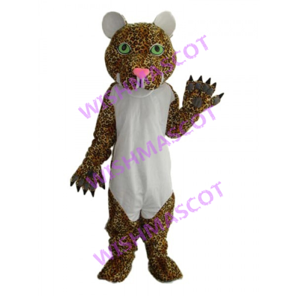 Stout Leopard With Green Eyes Mascot Costume