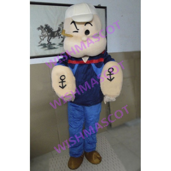 Blue Popeye The Sailor Mascot Costume