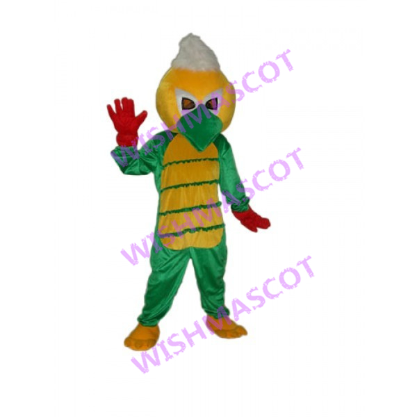 Green & Yellow Bird Mascot Costume With Lines