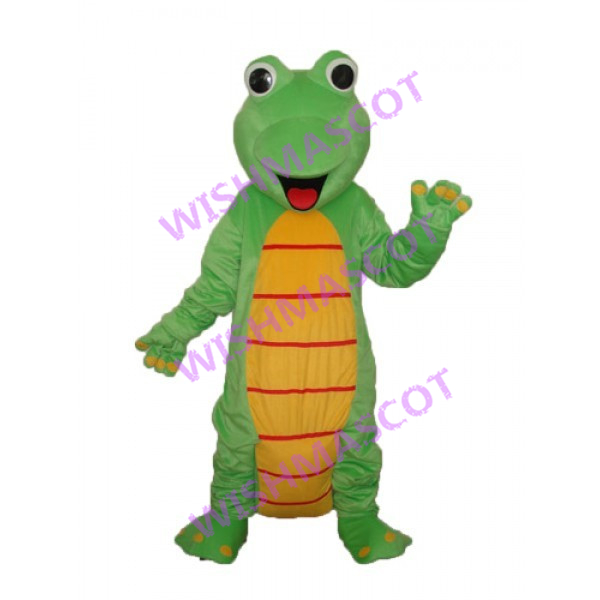 Green Dragon Mascot Costume With Yellow Belly