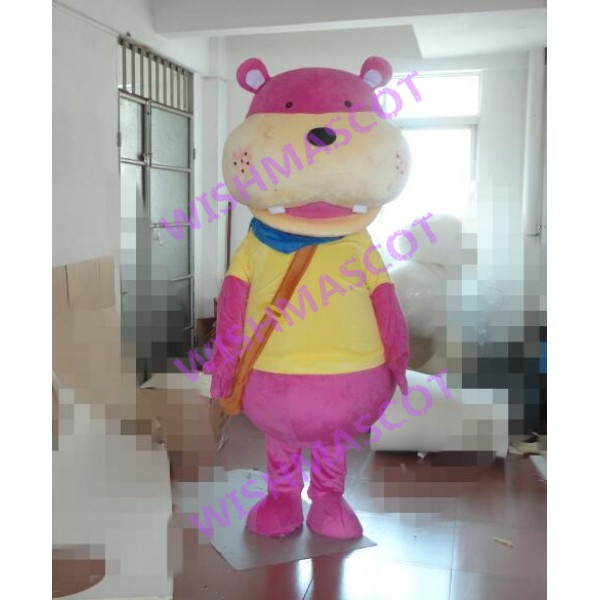 Pink Hippo Mascot Costume Carrying Shoulder Bag