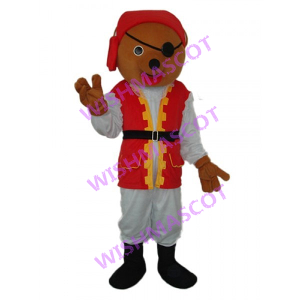 One-eyed Pirate Bear Mascot Costume