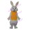 White Bunny Wearing Yellow Vest Mascot Costume