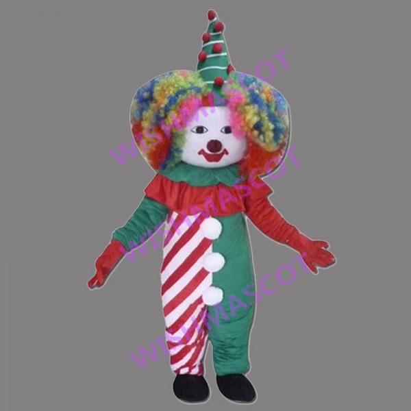 Christmas Clown Mascot Costume With Colorful Hair