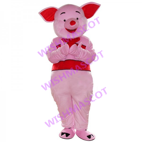 Pink Striped Pig Mascot Costume