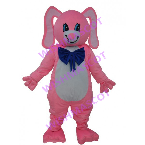 Lop-eared Bunny With Blue Tie Mascot Costume