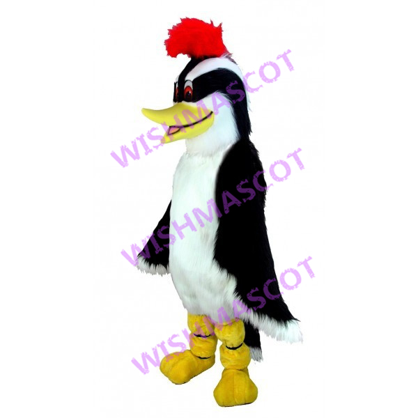 Long Fur Red Eyes Bird Mascot Costume
