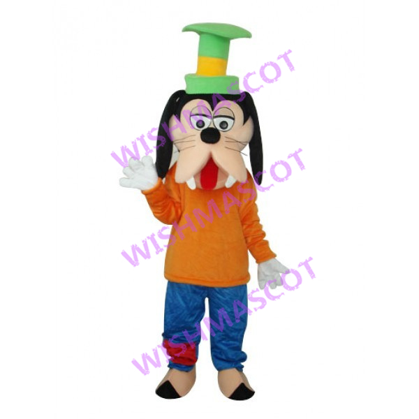 Goofy Dog With Green Hat Mascot Costume