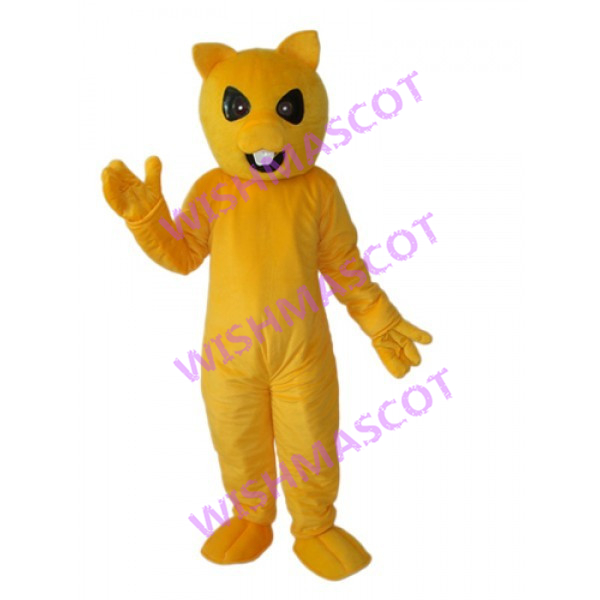 Triangular Eyes Yellow Cat Mascot Costume