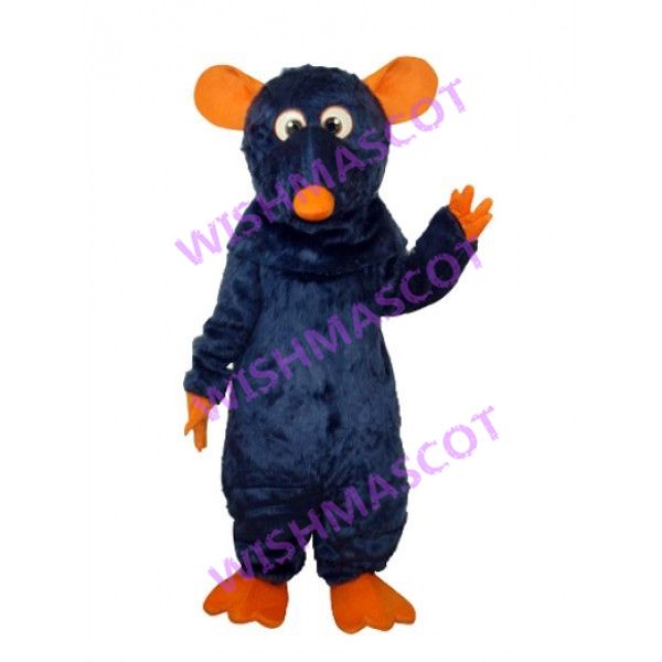 Dark Blue Mouse With Orange Ears Mascot Costume