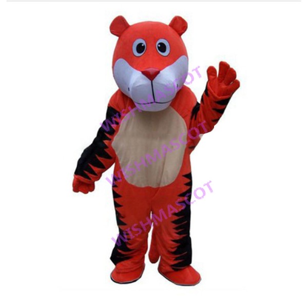 Friendly Cartoon Red Tiger Mascot Adult Costume 