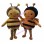 Cute Cartoon Yellow Honeybee & Orange Honeybee Mascot Adult Costume 