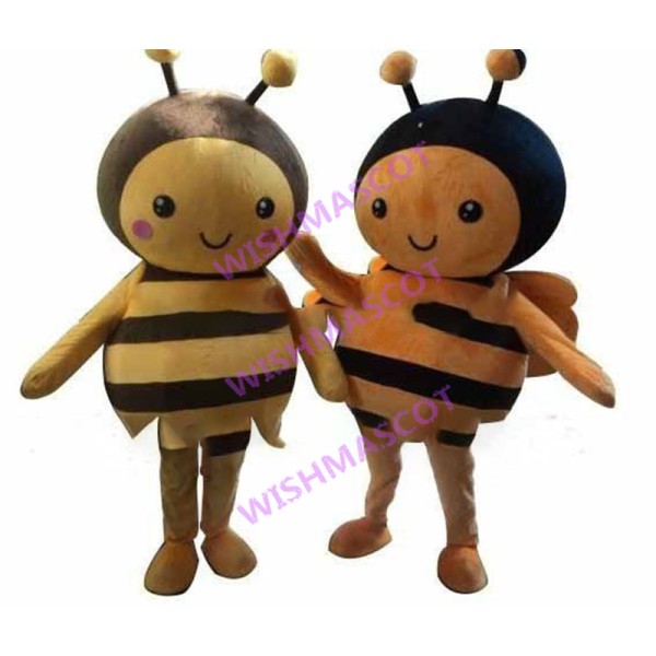 Cute Cartoon Yellow Honeybee & Orange Honeybee Mascot Adult Costume 